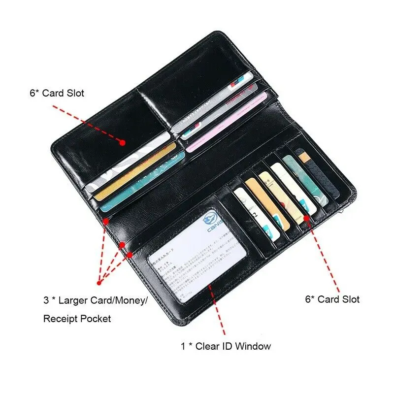 Luxury Men's Bifold Wallets Unisex Leather Billfold Coin Purse Long Fashion Checkbook Handbag For Men Credit Card Holder Pack | Багаж и