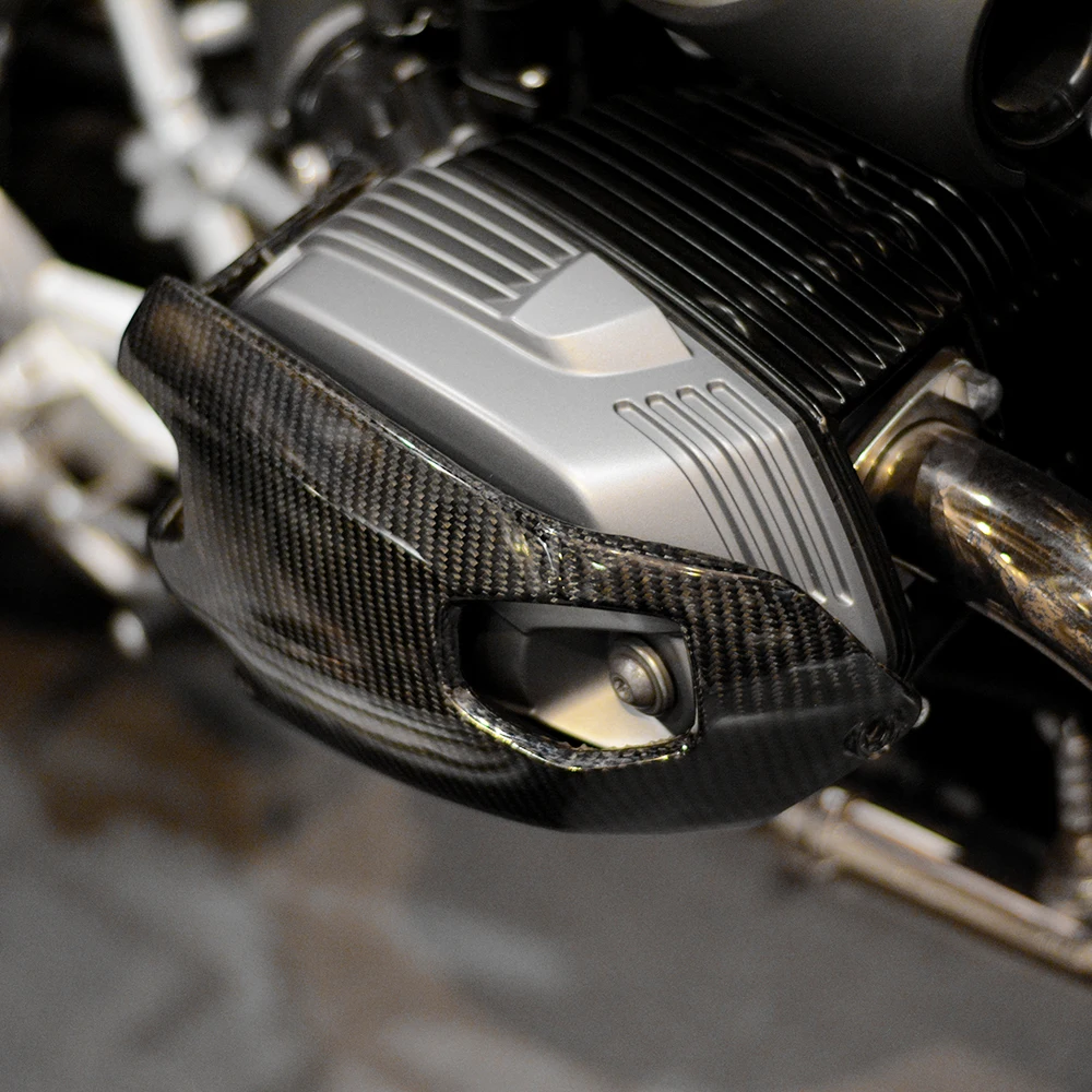 Блеск Настоящее углеродное волокно Головка блока цилиндров для BMW R NINET 2014-2017 R1200GS