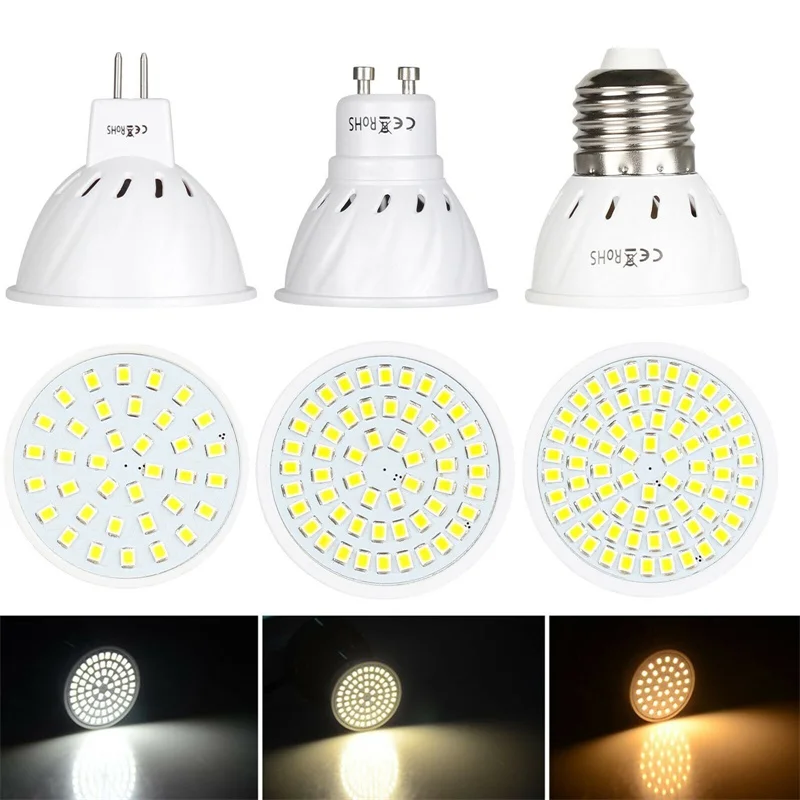 

GU10 LED E27 Lamp E14 Spotlight Bulb 36 54 72 leds lampara 220V GU 10 bombillas led MR16 Lampada Spot light 12V 24V Lamp Bright