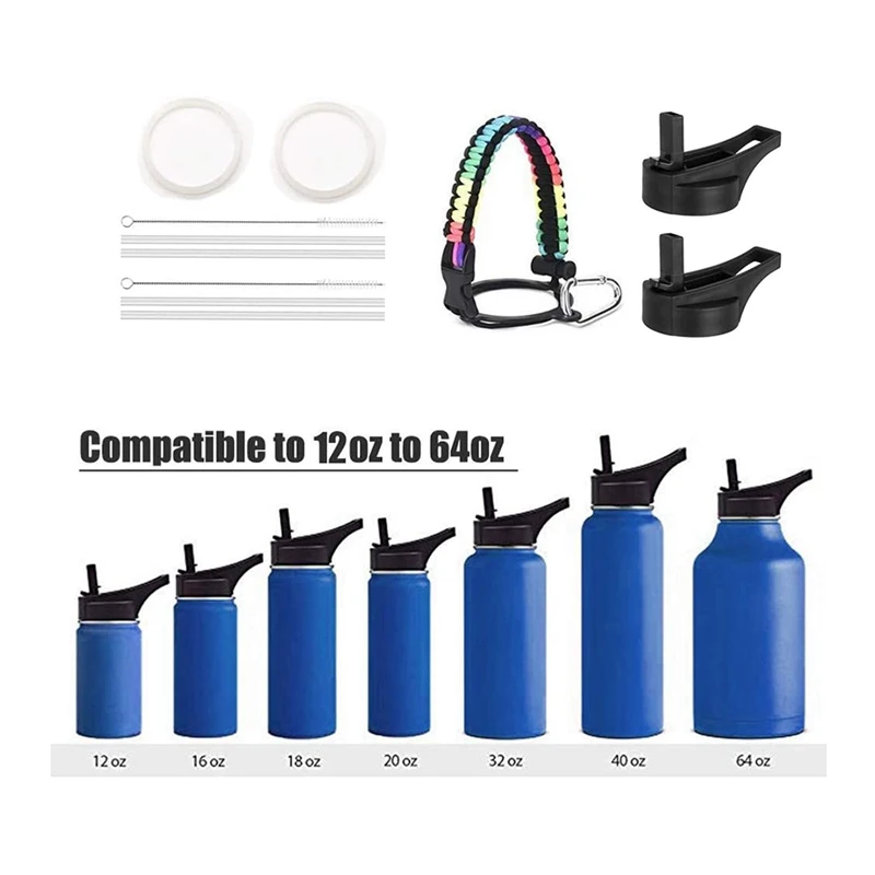 

1 Set Straw Lid for Hydro Flask Wide Mouth Bottle 12-64 Oz Hydroflask Flip Top Sport Water Bottle Lid with Brush