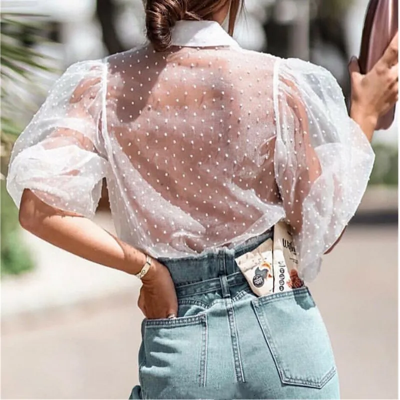 Hirigin блузка женская прозрачная рубашка с длинными рукавами топ модные свадебные