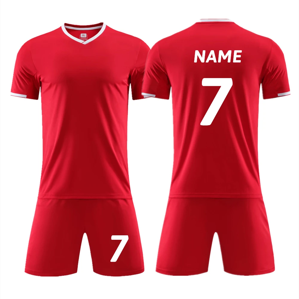 

Женский комплект детской футбольной формы с коротким рукавом, футбольный тренировочный костюм с V-образным вырезом, футболка, спортивные шо...