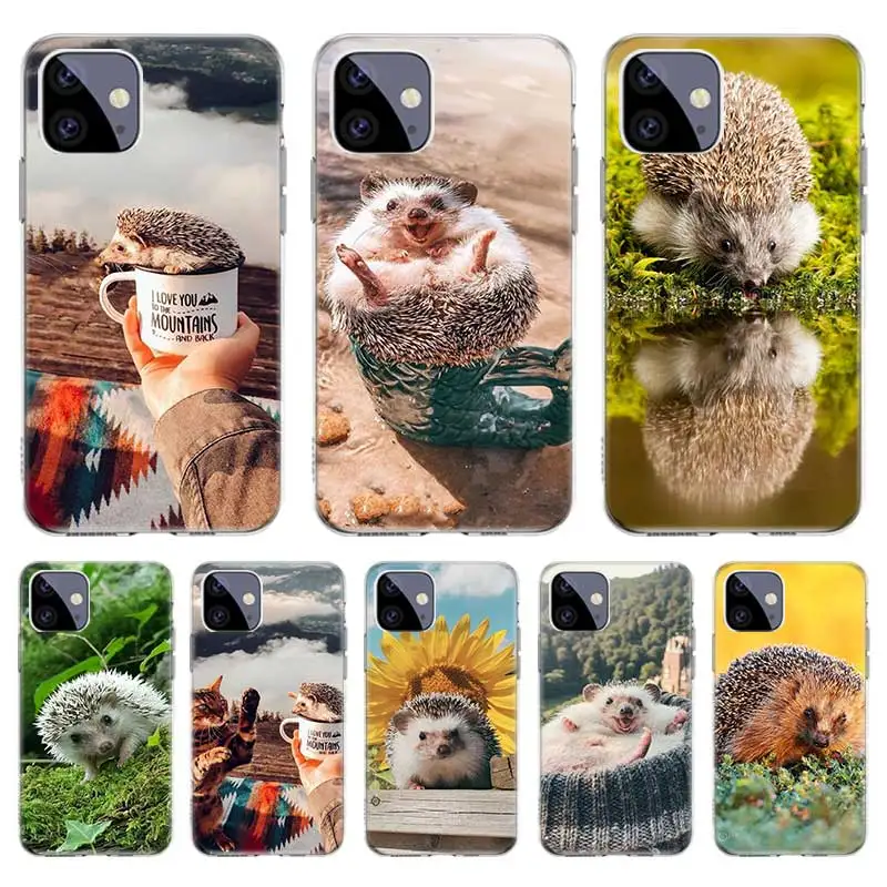 

Cute Hedgehog Outing Case For Iphone 11 12 Pro Max 13 7 8 Plus XR XS X 12 Mini 6 6S SE 2020 SE2 Cover Shell Funda Coque