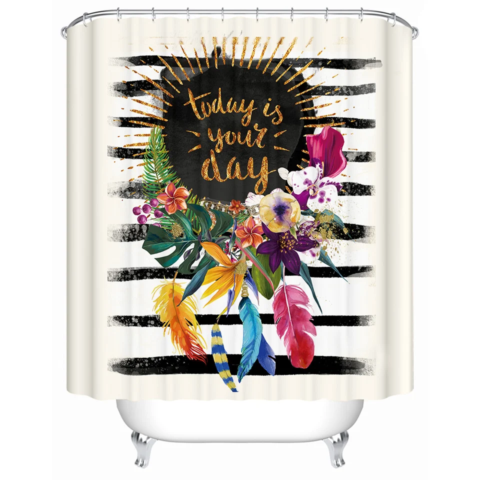 BeddingOutlet цветочная гирлянда занавеска для душа полосатая Розовая Занавеска