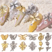 2pcs zircon nail art jewelry 3d butterfly flowers nail decorations cat eye crystal diamond nail charms uv manicure accessories