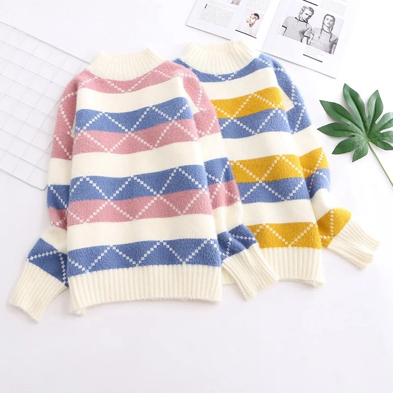 2019 элегантный дизайн осень Для женщин девушки Мори плед свободный свитер с