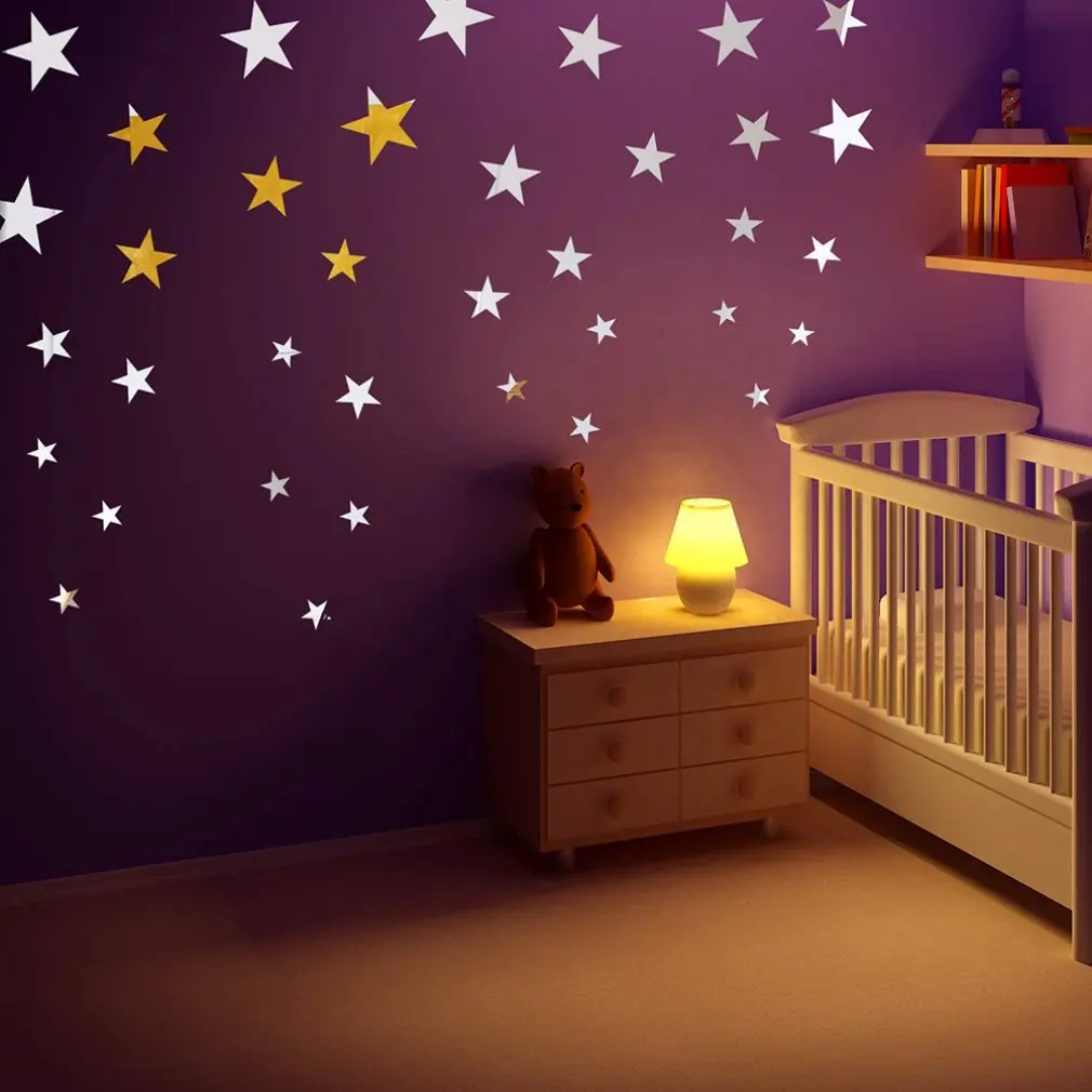 32 шт. съемный Звезда Зеркало Стикеры акриловое зеркало мозаика настенная