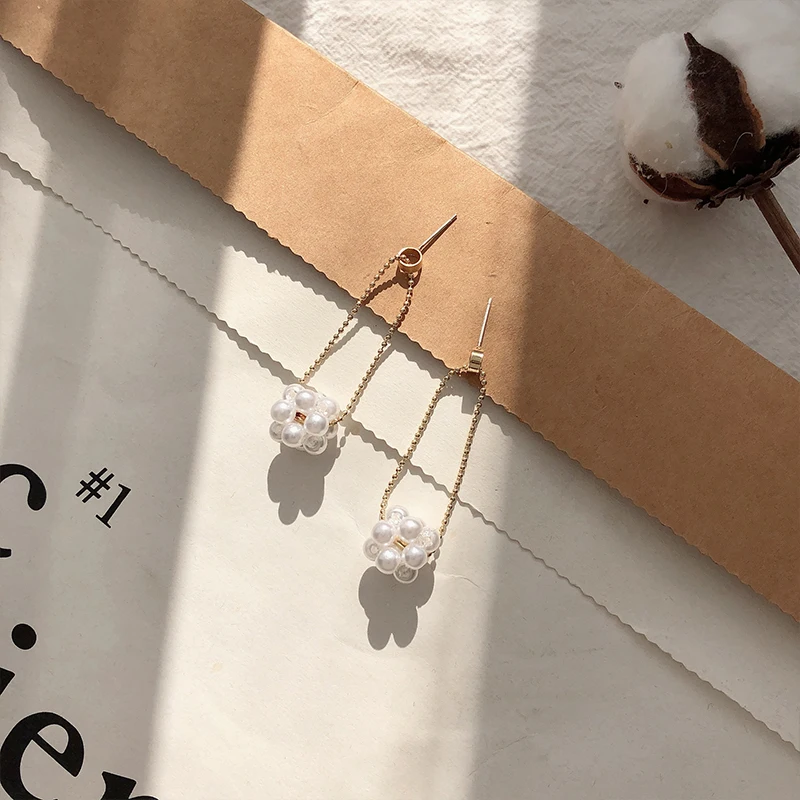 UXN256 Новый стиль свежий темперамент длинные серьги с жемчугом подходит для