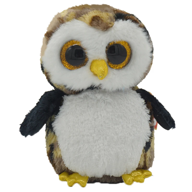 

15CM New Ty Beanie Boos Big Eyes Brown-Black Owl Soft Plush Stuffed Animal Cute Doll Toy Boy Girl Child Birthday Christmas Gift