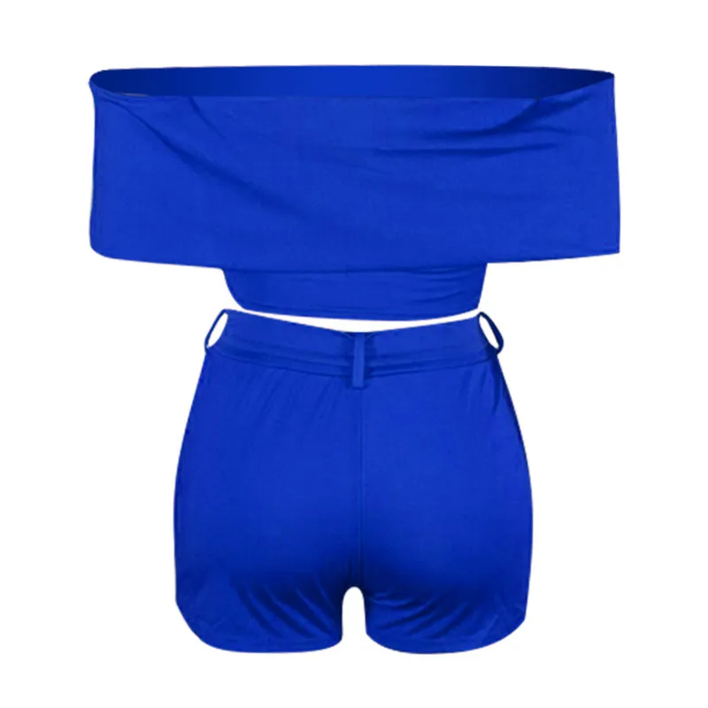 

Womens Sets Summer 2021,Fashion Solid Color Off-shoulder Cropped Tops and High Waist Bandage Tight Shorts