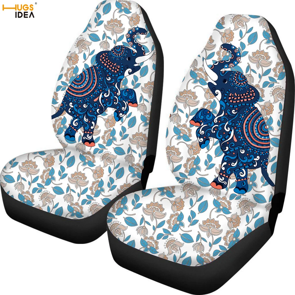 

HUGSIDEA 3D Crazy Horse Print Car Seat Cover Bohemian Floral Elephant/Eagle Design Auto/SUV Protect Sheet for Car Front Seat