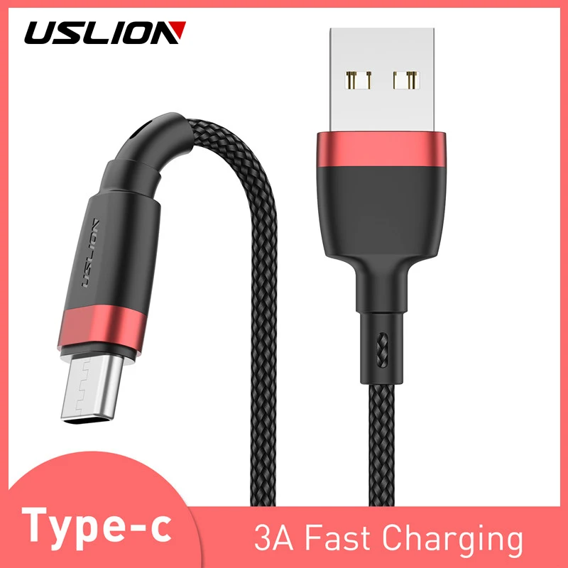 Кабель USB Type C USLION 3 м для Samsung Galaxy A50 S10 S9 Huawei P30 1 зарядное устройство быстрой зарядки