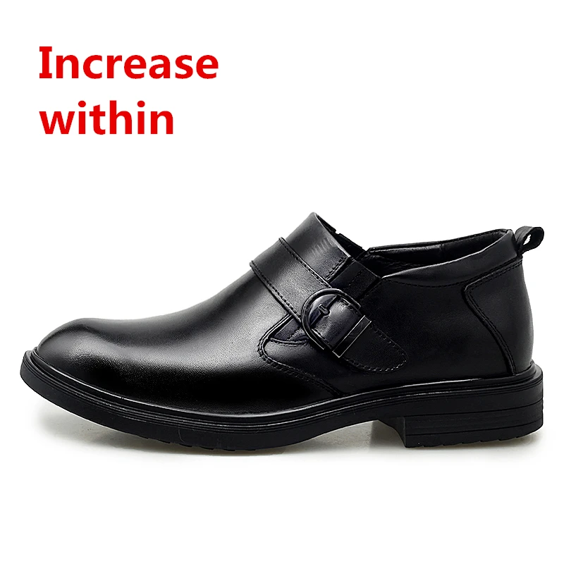 black Increase9521 1 Новые мужские деловые кожаные туфли мужские кожаные туфли высокого качества ручной работы модные повседневные Свадебные модельные туфли для торжеств размер 37-49 - Цвет: black Increase9521 1