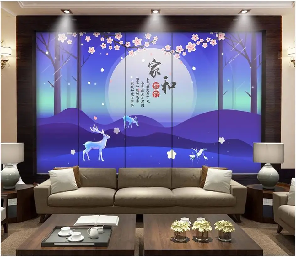 

Custom photo wallpaper 3d murals wallpapers New Chinese style modern fantasy forest deer living room TV background wall papers