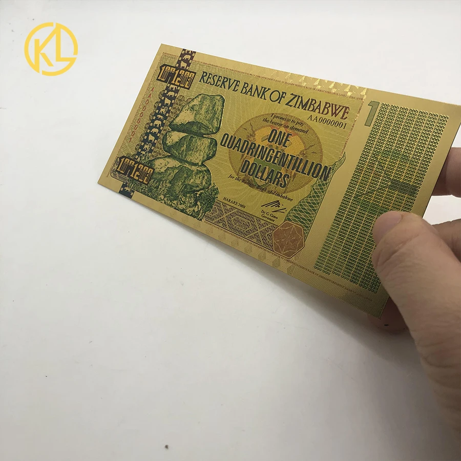 Золотая Серебряная фольга Dragon One Centillion 100 триллион Quintillion Decillion 5 восьмиугольников vigintillion долларов, Банкнота из Zimbabwe Виа