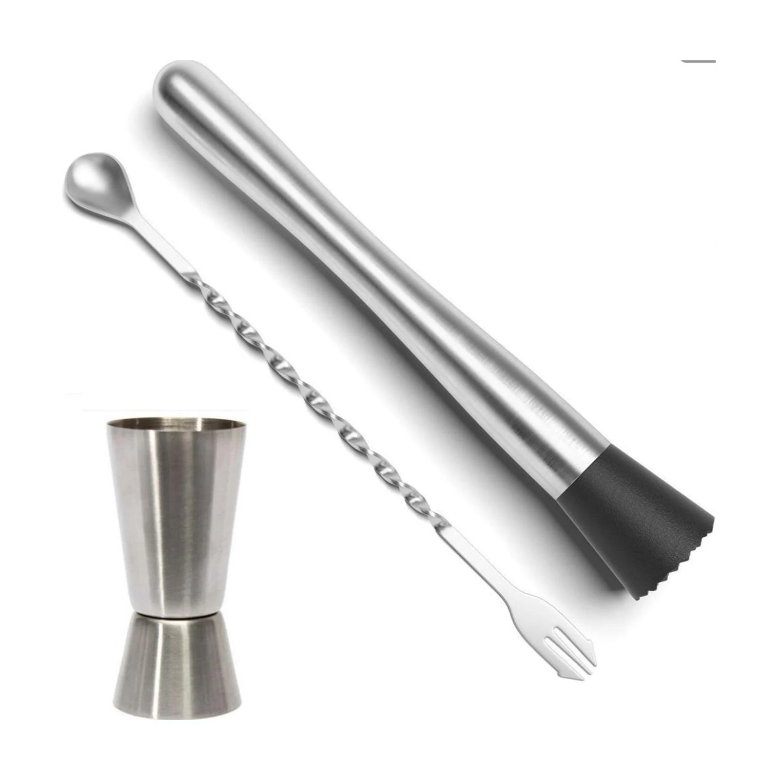 Cocktail Shaker Stainless Steel Wine Mixing Stick Muddler With Crushing Hammer Crushed Ice Barware Tool | Дом и сад