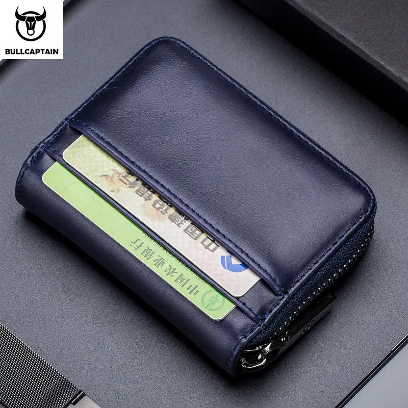 bullcaptain leather credit card id card holder wallet wallet men fashion rfid card holder wallet business card holder bag free global shipping
