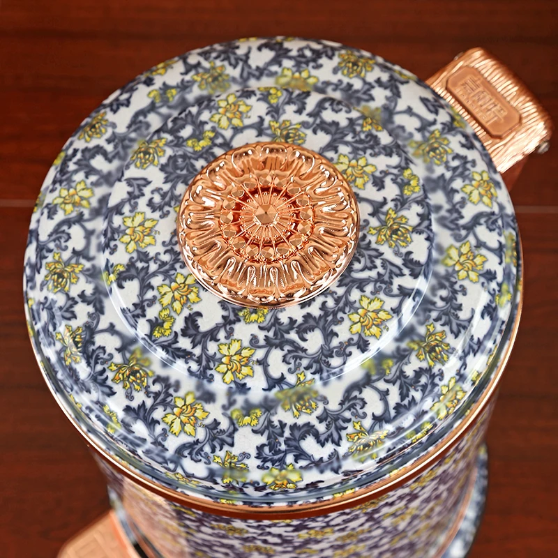Сине-белые фарфоровые мусорные банки в китайском стиле 6 л/10 л кухонные и офисные