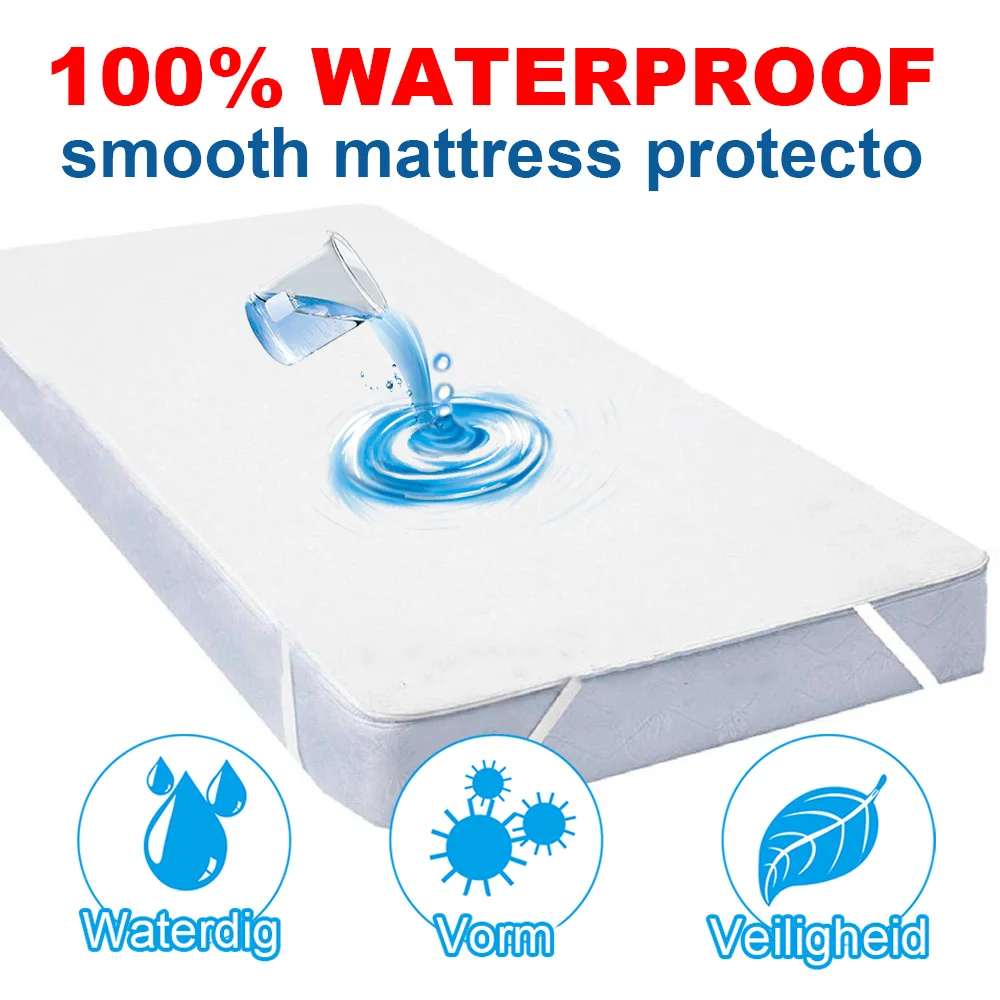 

Bed Cover Solid Waterproof Mattress Protector with Elastic Band Washable Breathable Bed Mattress Cover for Bedroom
