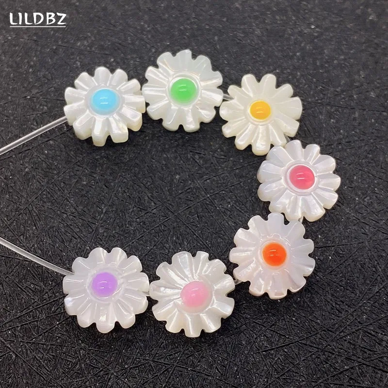 

5pc Natural Pearl Shell Sun Flower Beads10mm12mm Daisy Flower Seashell Pendant Jewelry Making DIY Earring Bracelet Necklace Gift