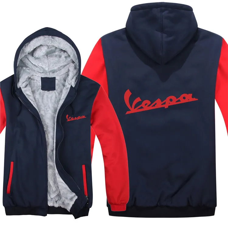 as picture Vespa толстовки куртка зимняя мужская повседневная шерстяная подкладка флисовая Vespa скутер толстовки пуловер с капюшоном - Цвет: as picture