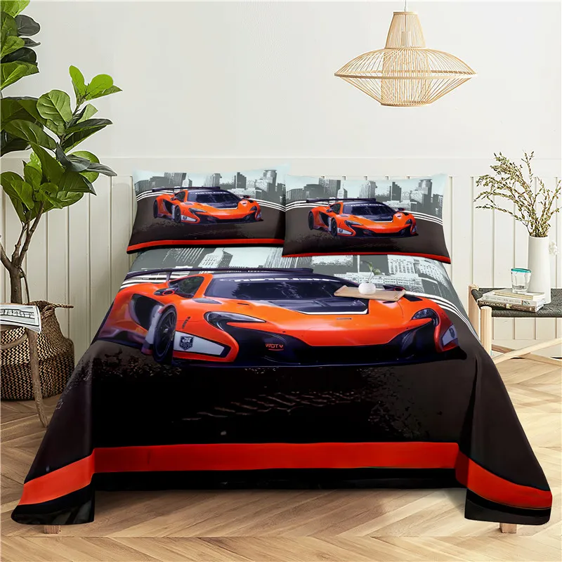 

Automobile 0.9/1.2/1.5/1.8/2.0m Digital Printing Polyester Bed Flat Sheet With Pillowcase Print Bedding Set