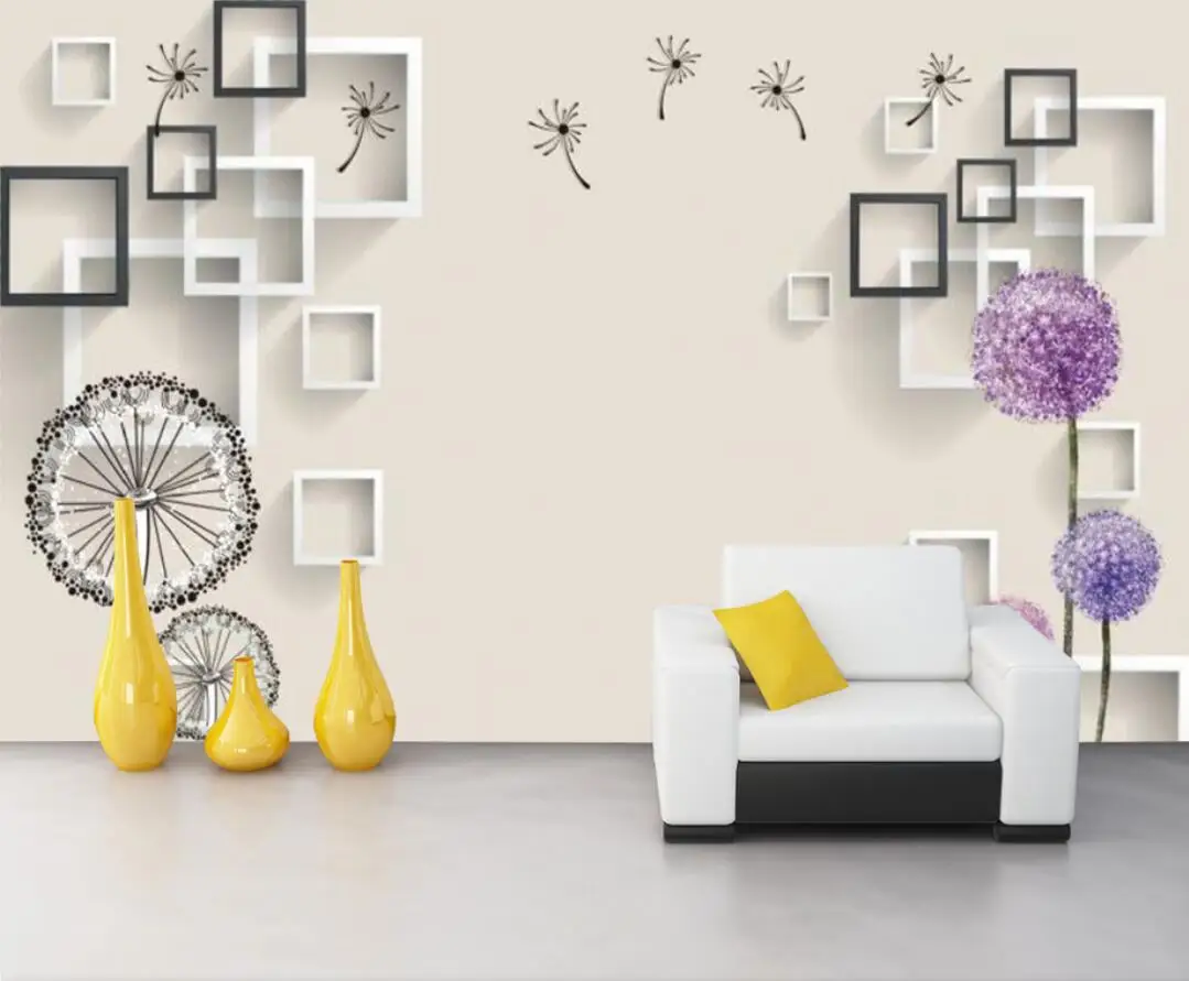 Пользовательские обои фото простые квадратные геометрические Одуванчик фоновые