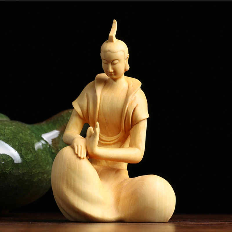 

XS064-9 CM Hand Carved Boxwood Carving Figurine buddha Statue Home Decor Zen Tao Wood Feng Shui Sculpture Folk Crafts