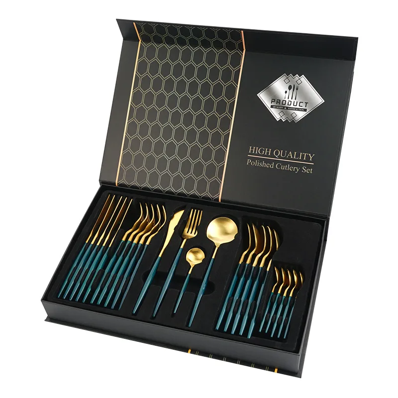 

Cutlery Set 24pcs Gold Dinnerware Set Stainless Steel Tableware Set Knife Fork Spoon Luxury Kitchen Flatware Dishwasher Safe