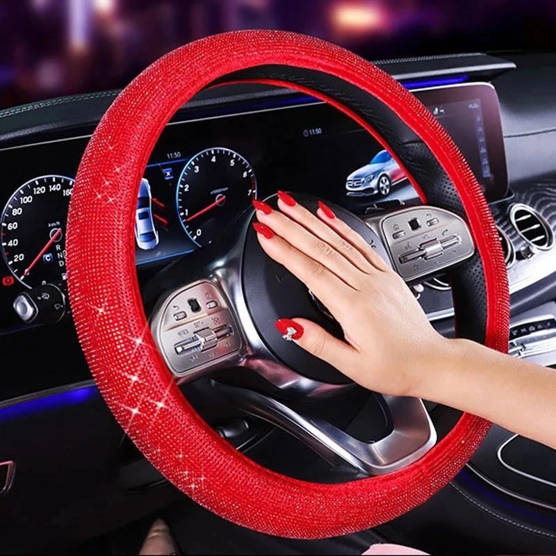 

D Type Steering Wheel Cover Diamond Colorful Cute Non-Slip Funda Volante Coche Car Assessoires Interior Cubre Volante Auto Mujer
