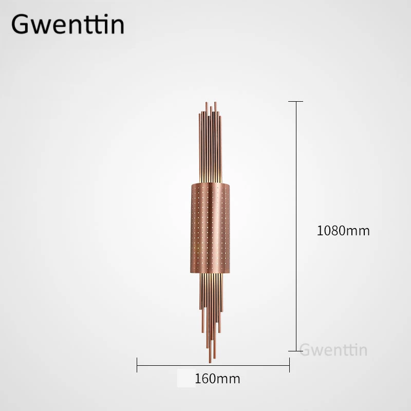 Rose Gold Современные Настенные светильники с золотыми трубками, светодиодный зеркальный светильник s, роскошный настенный светильник в скандинавском стиле, Светильники для спальни, лестничная лампа, промышленный Декор - Цвет абажура: Rose Gold