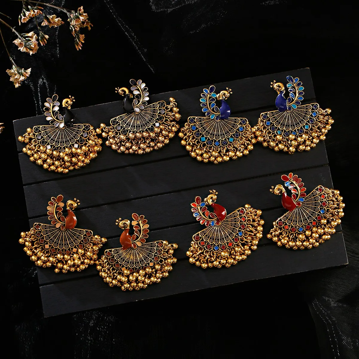 4 цвета в винтажном стиле Женские капель масла серьги виде павлина вешалки