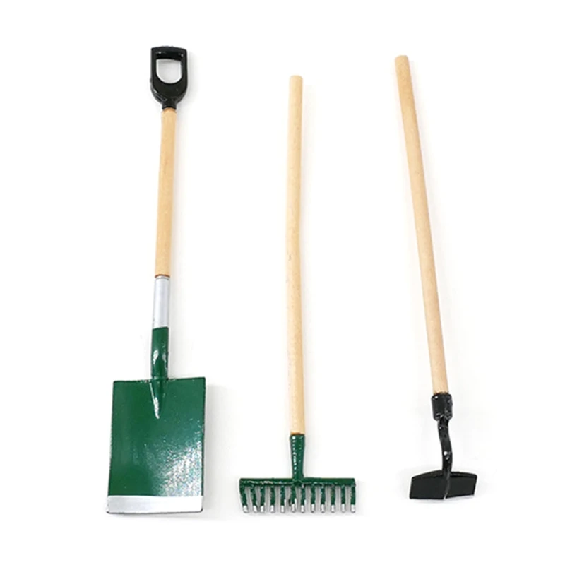 

1/12 Scale Mini Shovel Rake Garden Tools Model Dollhouse Miniature Accessories H55A