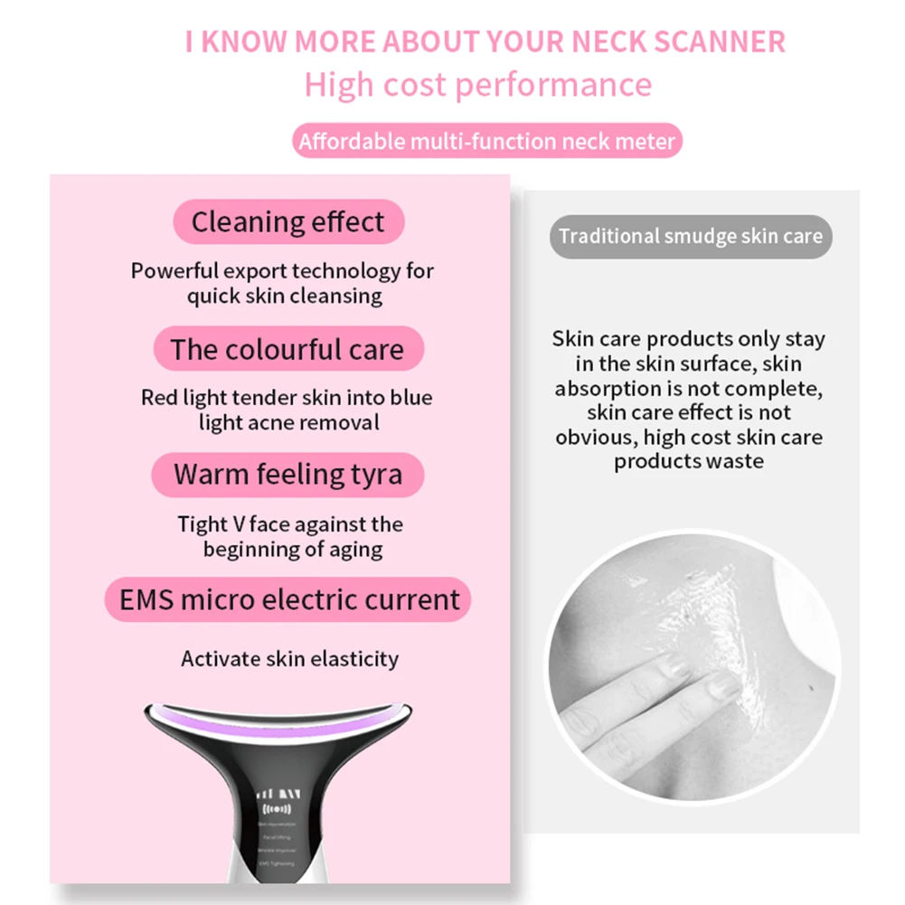 Шеи Красота устройство подъема и повышает упругость кожи светодиодный фотон