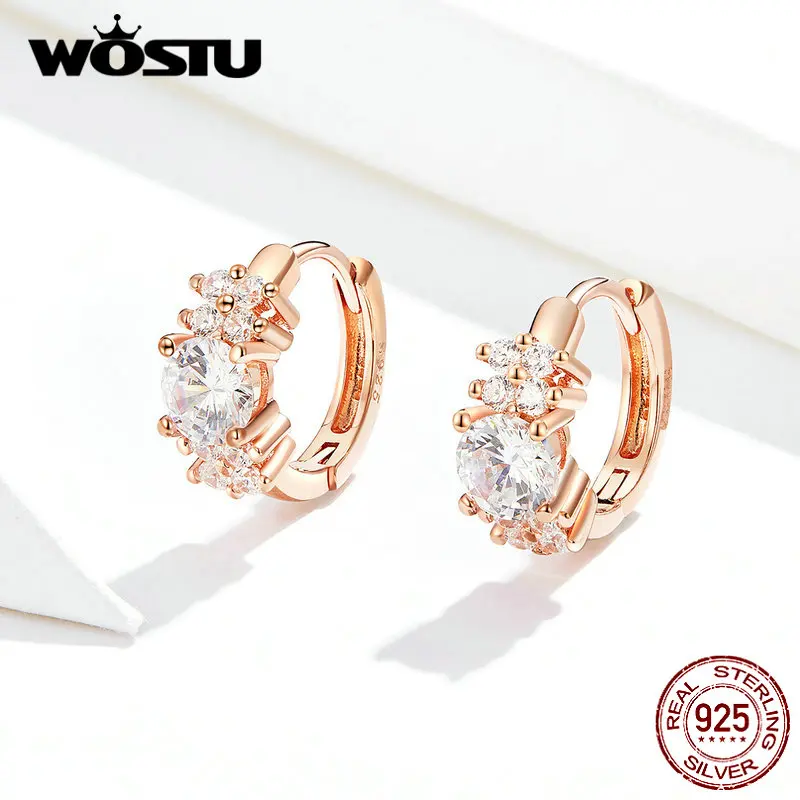 WOSTU изысканные серьги кольца с лепестками из стерлингового серебра 925 пробы