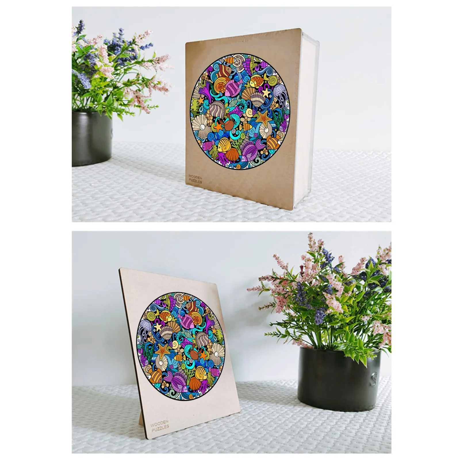 

Sea World Wooden Puzzles Starfish houten puzzels voor volwassenen Unique Shape Pieces Animal Gift for Adults and Kids Juguetes