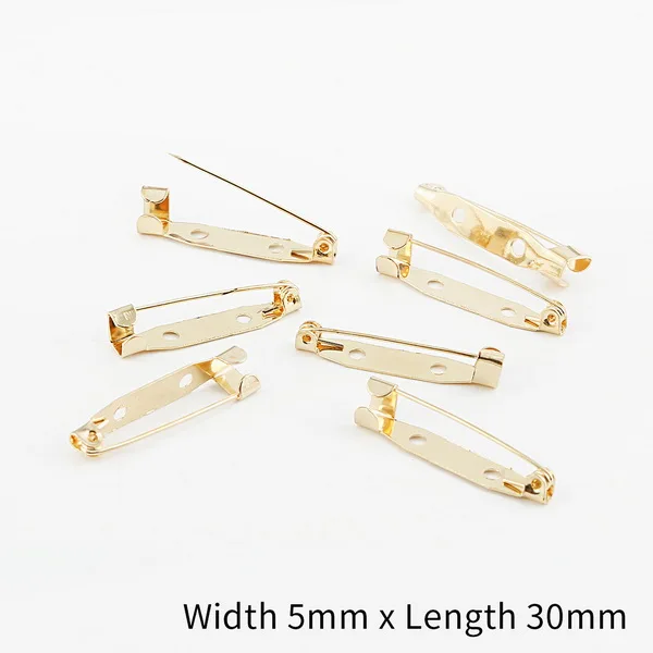 KC Gold 5x30mm 50 шт./Партия 15 20 25 30 35 мм золото/серебро/бронзовая брошь зажим базовые булавки безопасные булавки брошь настройки базы для украшений ручной работы Изготовление ювелирных изделий - Цвет: KC Gold 5x30mm