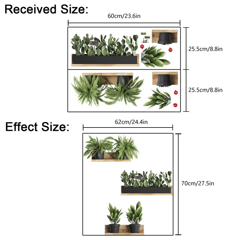 

Green Plants Flowers Wall Stickers Teenagers Living Room Bedroom Decoration 3D Decals for Furniture Nordic Style Wallstickers