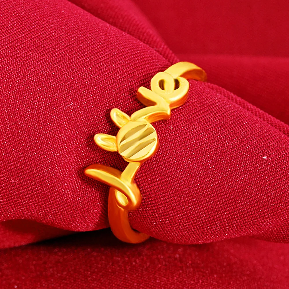 

Real 24K Gold Jelwery Wedding Engagement Love Eternity Ring Charms Never Change Color Valentine's Day Gift Rings for Women Bride