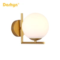 darhyn wall lamp bedroom glass lampshade e27 head wall sconce light gold color wall lamp for living room black color
