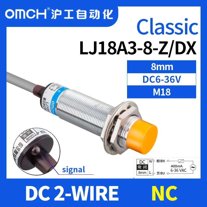 

OMCH LJ18A3-8-Z-BX/AX/ BY/AY/EX/DX/DZ/EZ Proximity Switch PNP NPN NO NC M18 8mm Detect Distance Inductive Approach Metal Sensor