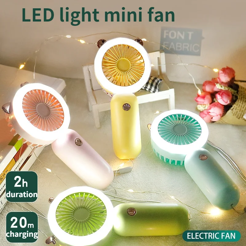 

Миниатюрный вентилятор 2 в 1, портативное уличное переносное устройство для охлаждения воздуха, USB-зарядка, светодиодная Ночная подсветка, д...