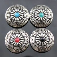snap button silver metal buttons nail rivet with bead decoration for leathercraft snap fastener leather sewing accessories