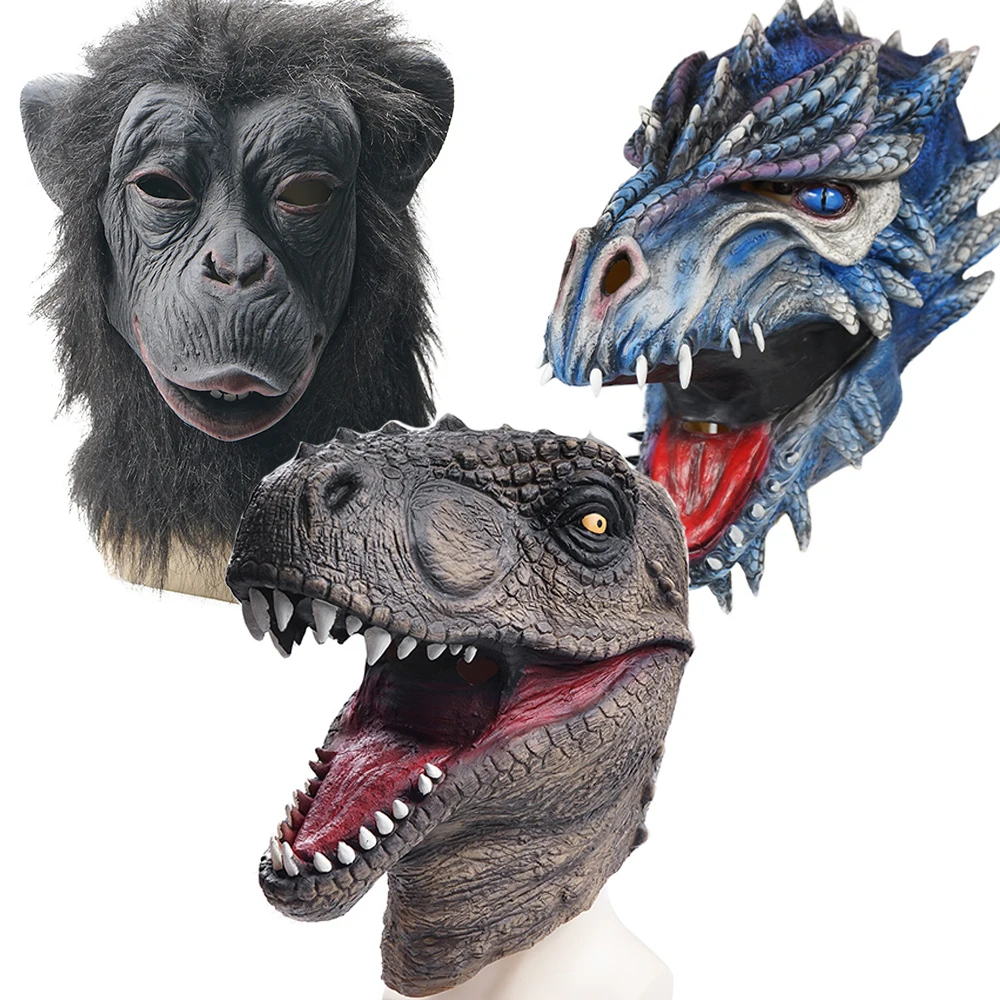 Маска динозавра Reneecho для взрослых маски крокодила аллигатора мужские ледяные
