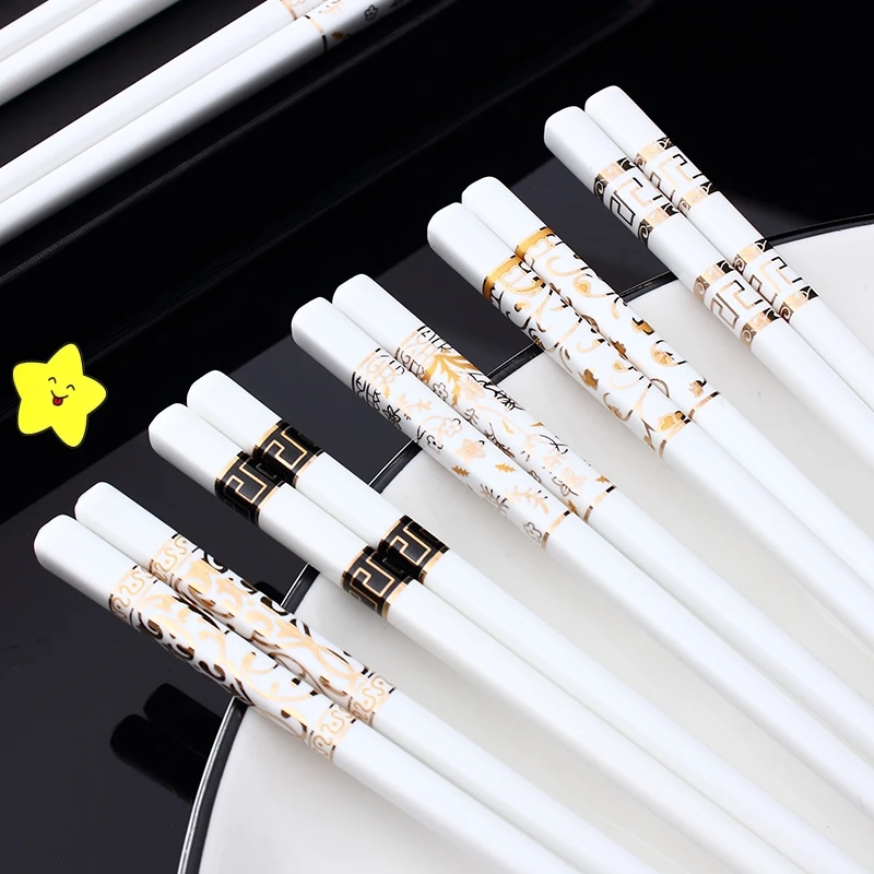 Керамические палочки европейского стиля для дома, нескользящие, антиплесневые, высокое качество, костяной фарфор, многоразовые палочки для еды в подарок.