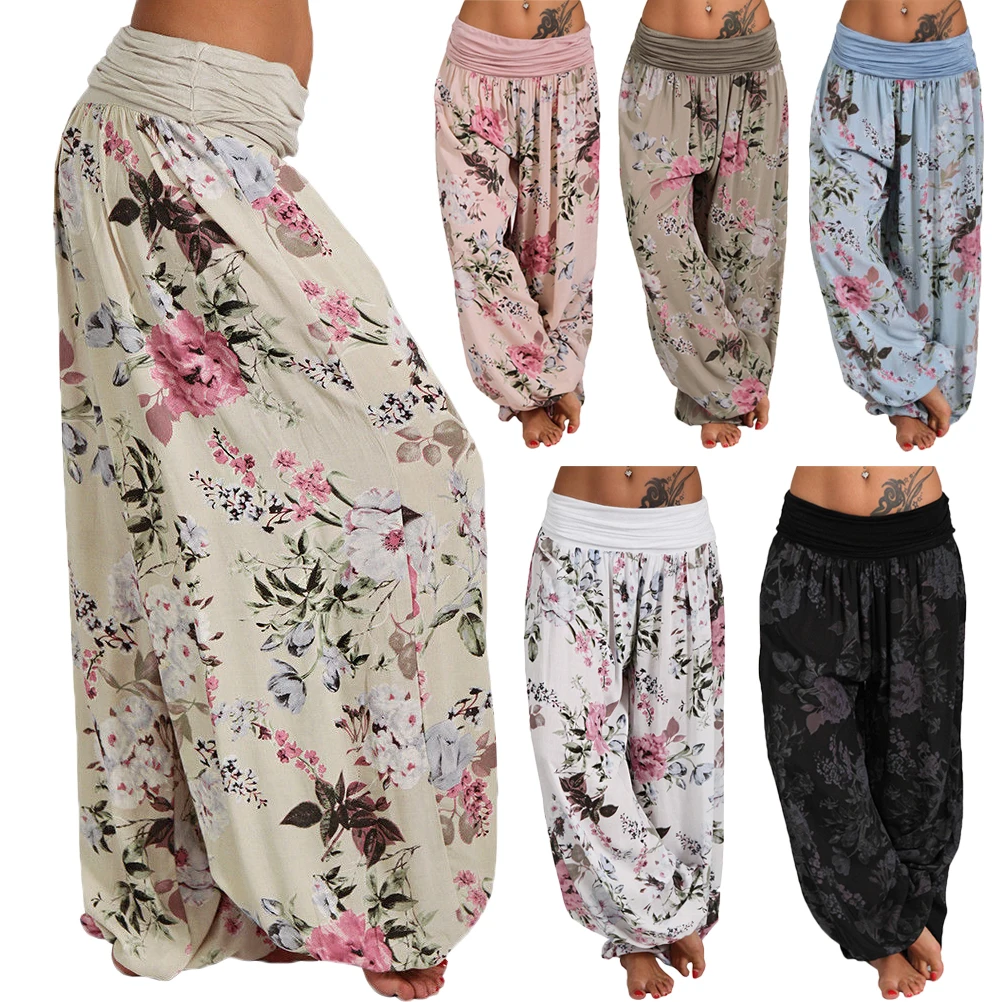 

Yoga Pants Men's Casual Floral Print Baggy Trousers Belly Dance Yoga Harem Pants Slacks Sweatpants Trendy Loose Dance Clothing