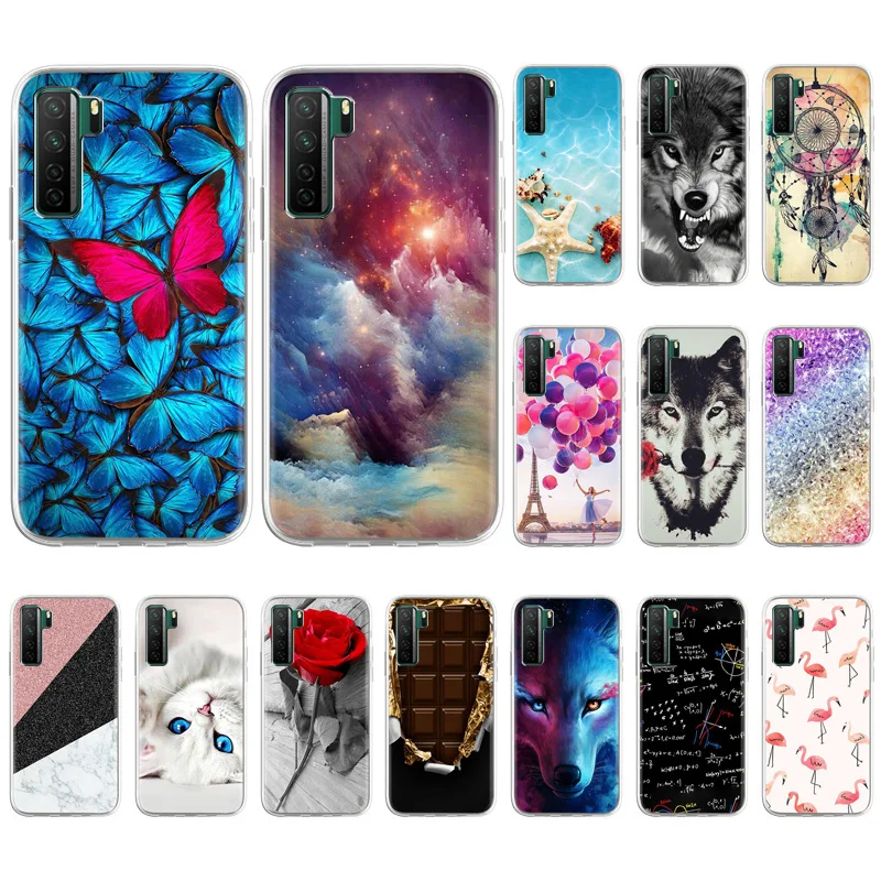 

For Huawei P40 Pro Case TPU Silicone Phone Case Fundas On Huawei P40 Pro ELS-NX9 ELS-N04 6.58 inch Animal Flower Back Cover Capa