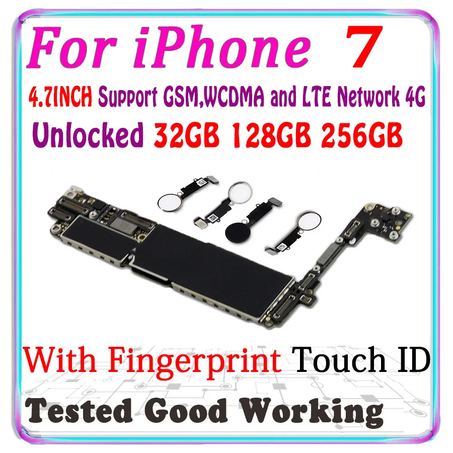 Бесплатный iCloud для iPhone 7 материнская плата с Touch ID/NO ID 100% Оригинальный