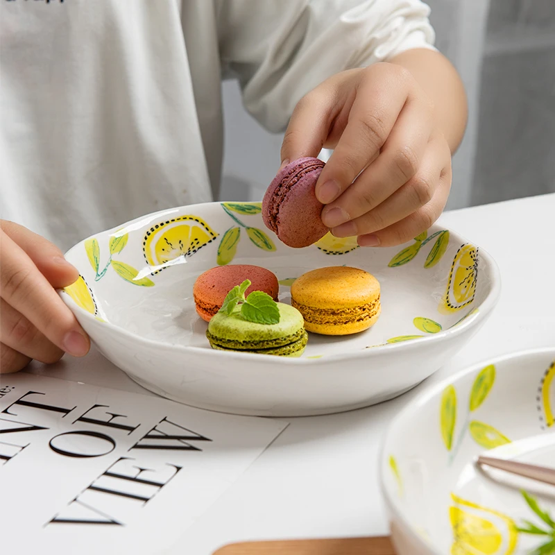 Японская свежая посуда вишневая керамическая тарелка креативный домашний декор