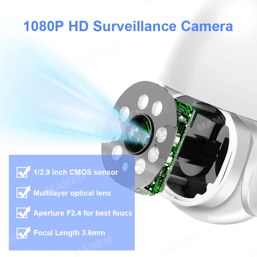 

1080P PTZ Tracking Camera Outdoor AI Human Detect Wireless WIFI IP Surveillance Voice Call 3MP Security CCTV Video Camera